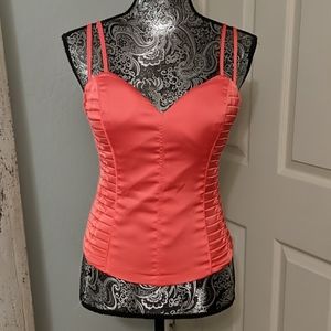 Bebe pink coral satin bustier top